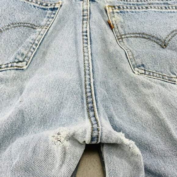 Vintage Levis 560 Jean Shorts Bermuda Men W36 Loose Fit Tapered Modified Cutoff - Picture 5 of 10